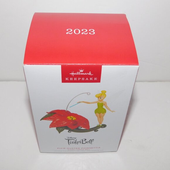 2023 Hallmark Disney Tinkerbell Pixie Dusted Poinsettia Christmas Ornament NEW - Picture 2 of 6